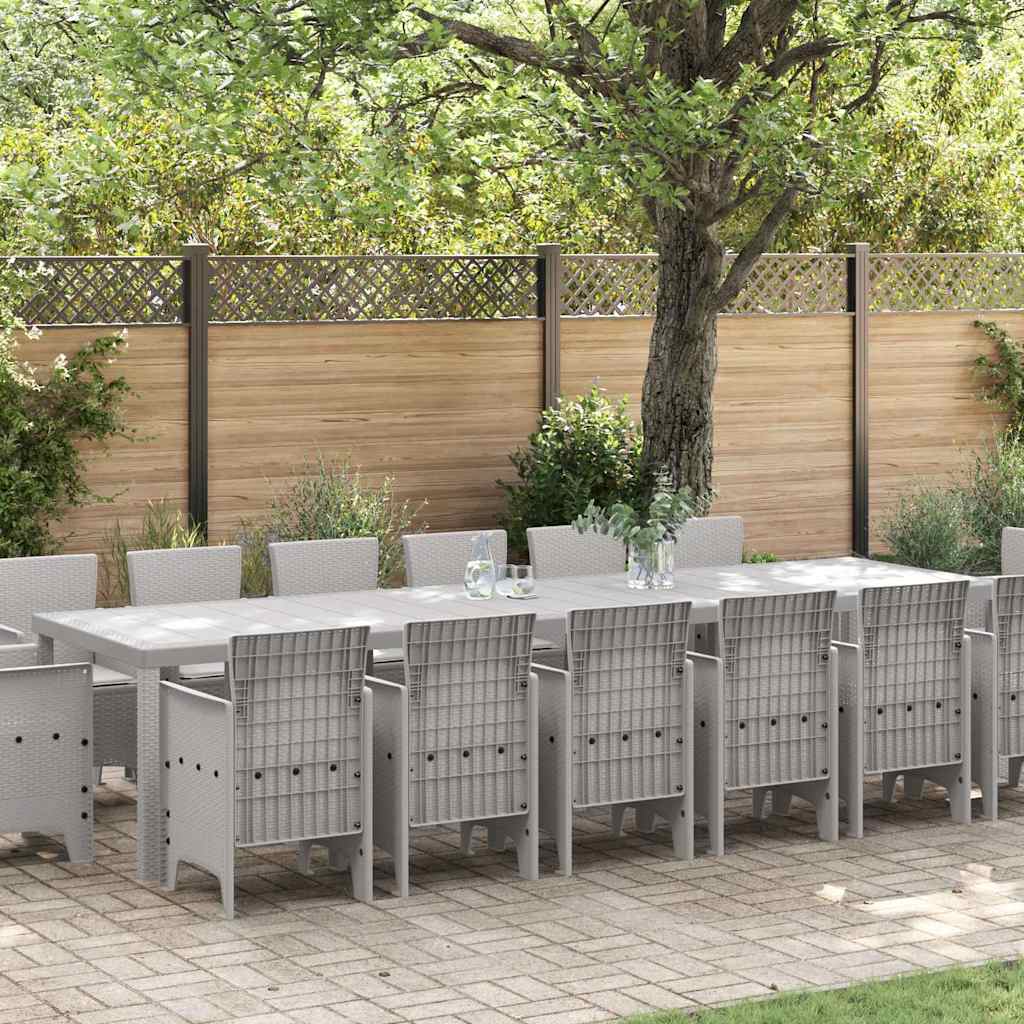 Σέτ φαγητού για κήπο 15 pcs Ανοιχτό γκρι Rattan Polt
