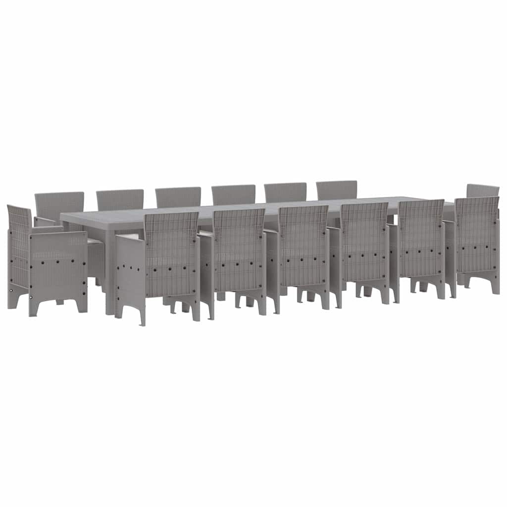 Σέτ φαγητού για κήπο 15 pcs Ανοιχτό γκρι Rattan Polt