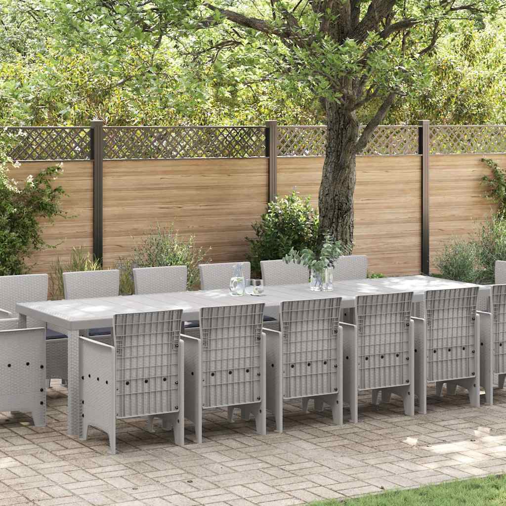 Σέτ φαγητού για κήπο 15 pcs Ανοιχτό γκρι Rattan Polt