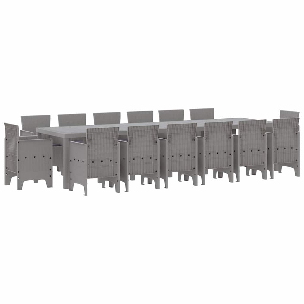 Σέτ φαγητού για κήπο 15 pcs Ανοιχτό γκρι Rattan Polt