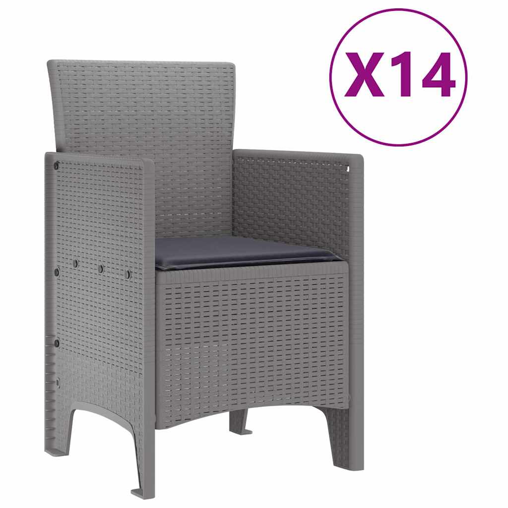 Σέτ φαγητού για κήπο 15 pcs Ανοιχτό γκρι Rattan Polt