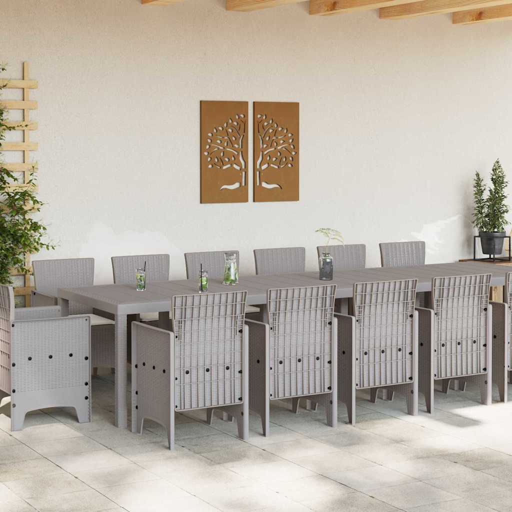 Σέτ φαγητού για κήπο 15 pcs Ανοιχτό γκρι Rattan Polt