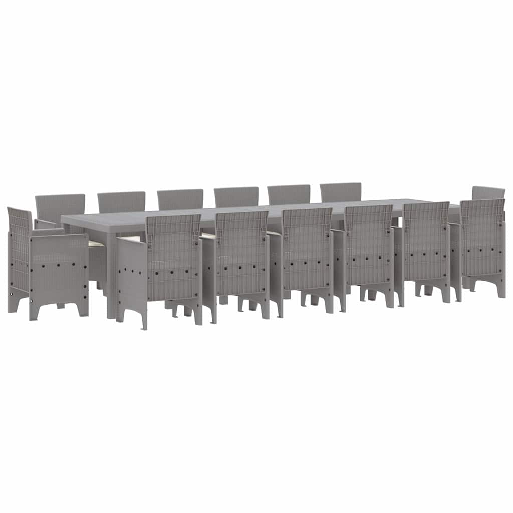 Σέτ φαγητού για κήπο 15 pcs Ανοιχτό γκρι Rattan Polt