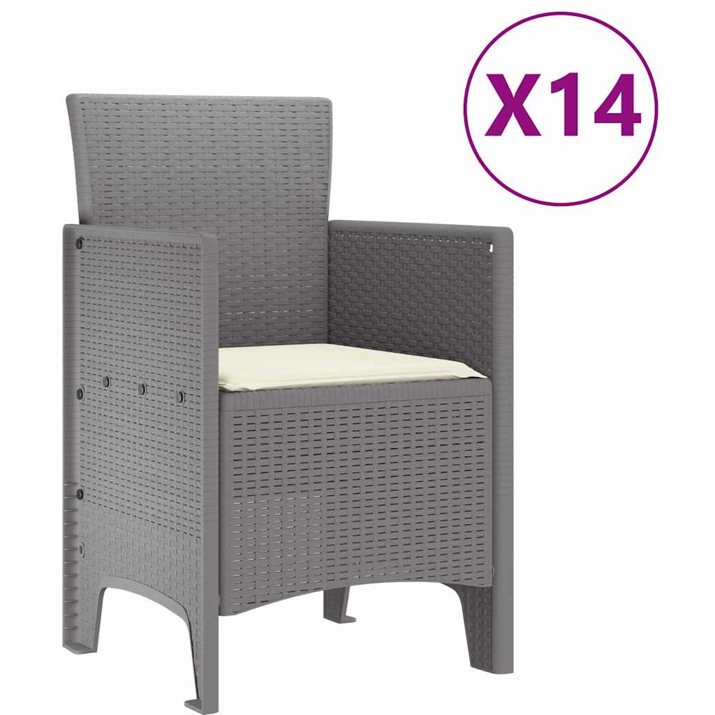 Σέτ φαγητού για κήπο 15 pcs Ανοιχτό γκρι Rattan Polt