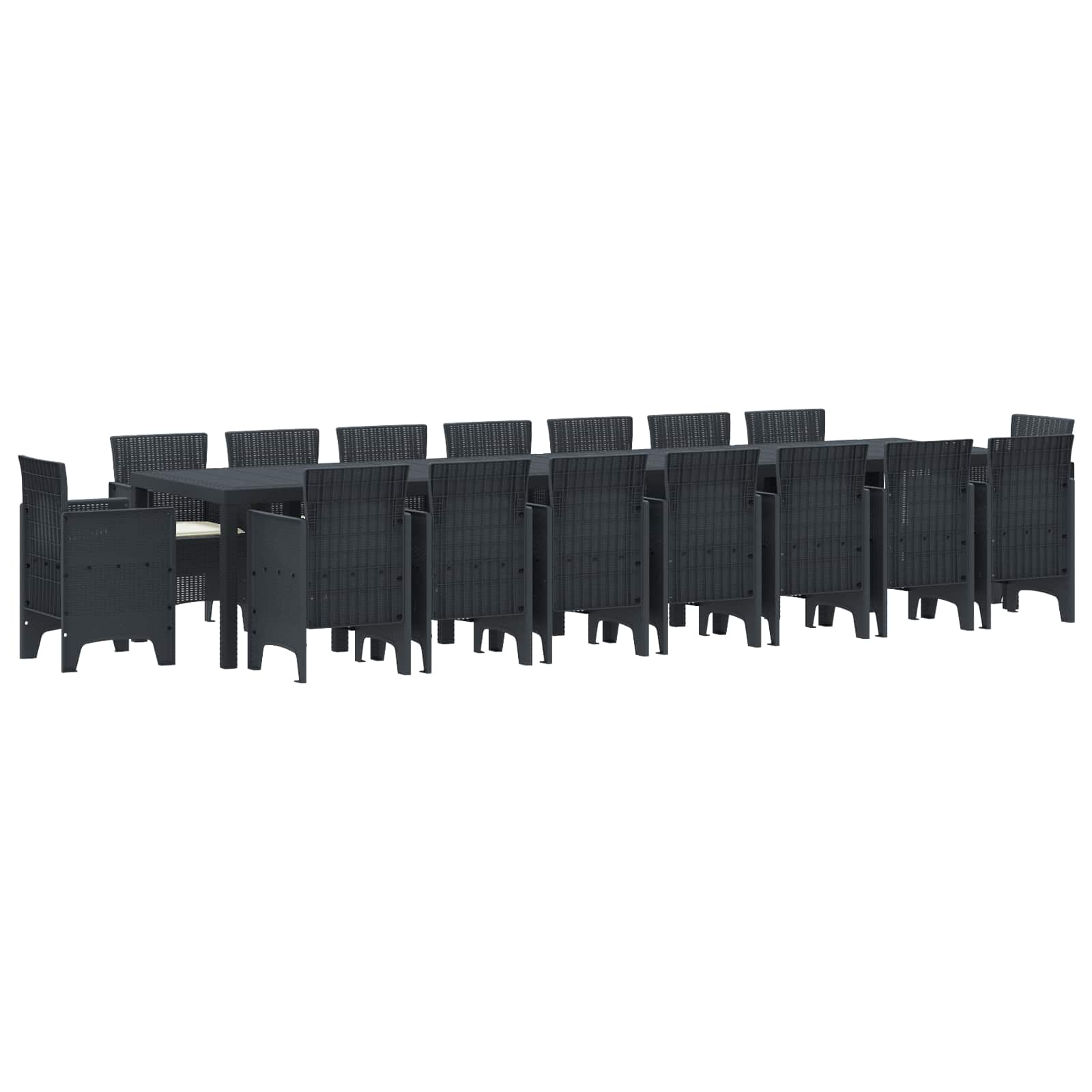 Σετ Τραπεζαρίας Κήπου με Μαξιλάρια 17 pcs Ανθρακί PP