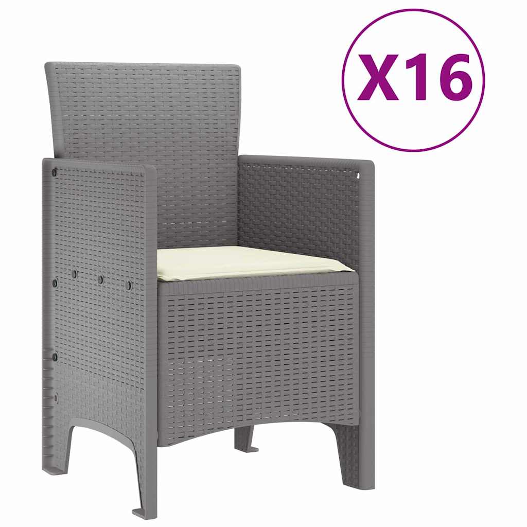 Σετ Τραπεζαρίας Κήπου με Μαξιλάρια 17 pcs Ανοιχτό γκρι PP