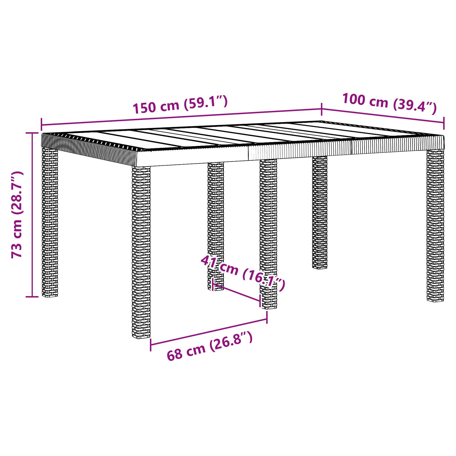 Σέτ φαγητού για κήπο 5 pcs Ανθρακί Rattan Polt - Pakobazaar
