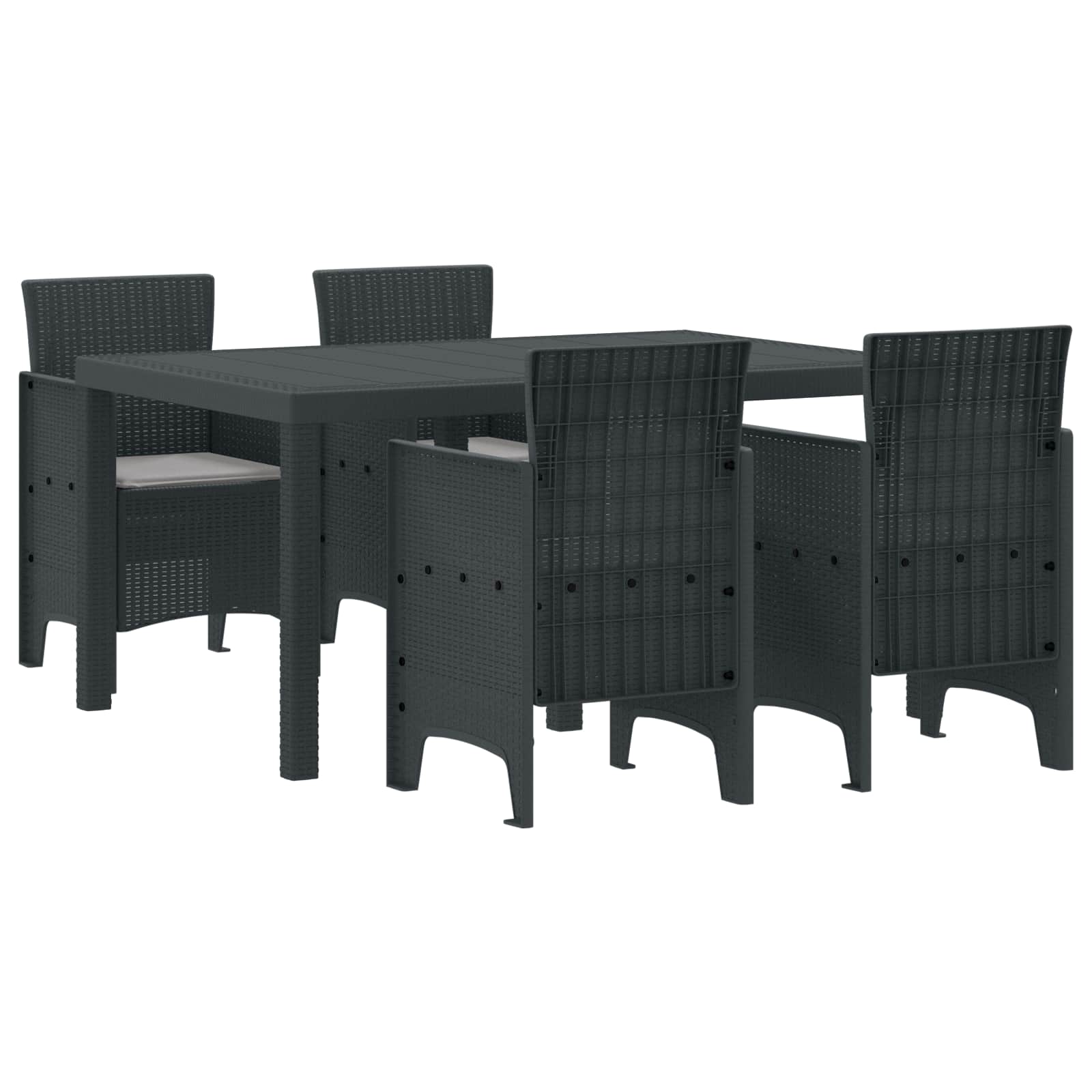 Σέτ φαγητού για κήπο 5 pcs Ανθρακί Rattan Polt - Pakobazaar