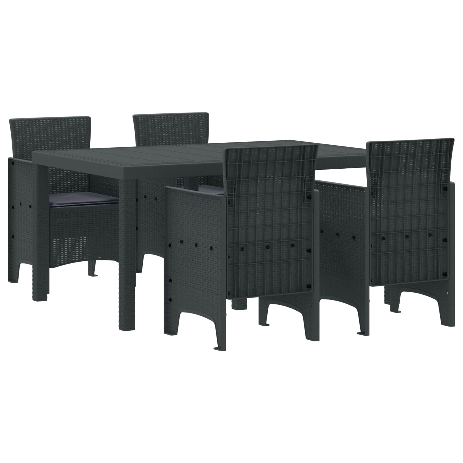 Σέτ φαγητού για κήπο 5 pcs Ανθρακί Rattan Polt - Pakobazaar