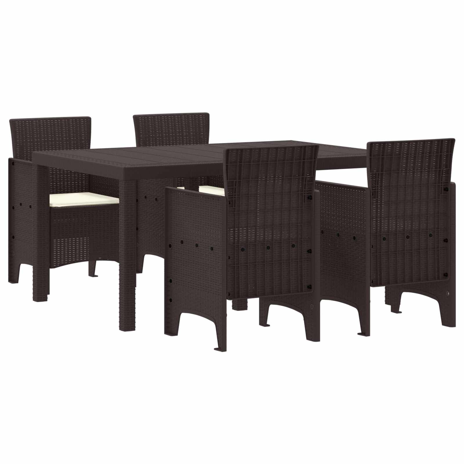 Σέτ φαγητού για κήπο 5 pcs Καφέ Rattan Polt