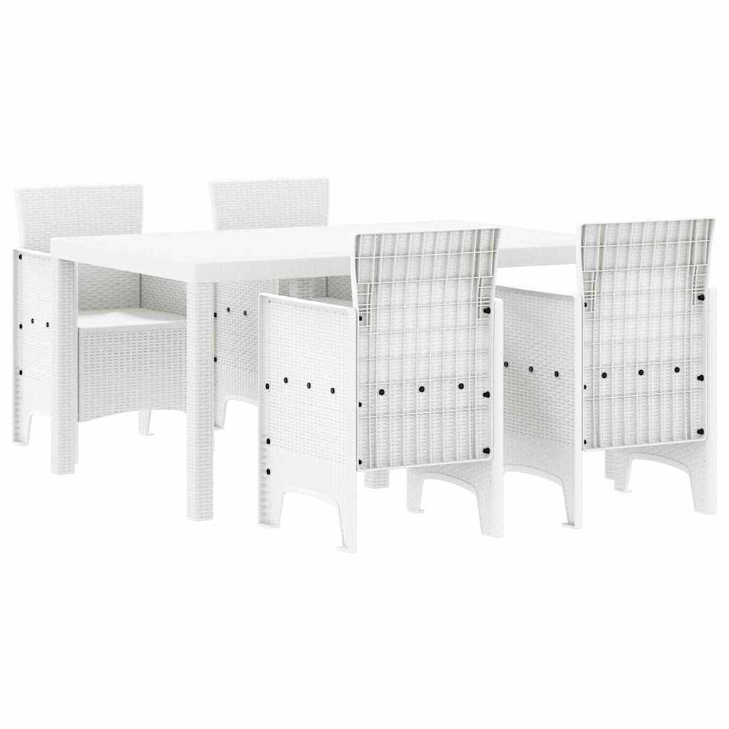 Σέτ φαγητού για κήπο 5 pcs Λευκό Rattan Polt