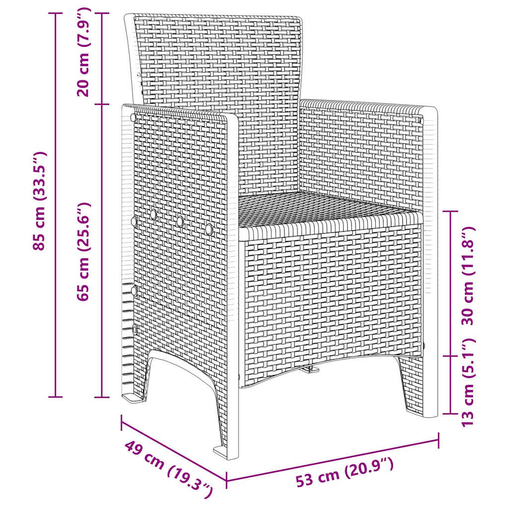 Σέτ φαγητού για κήπο 5 pcs Λευκό Rattan Polt