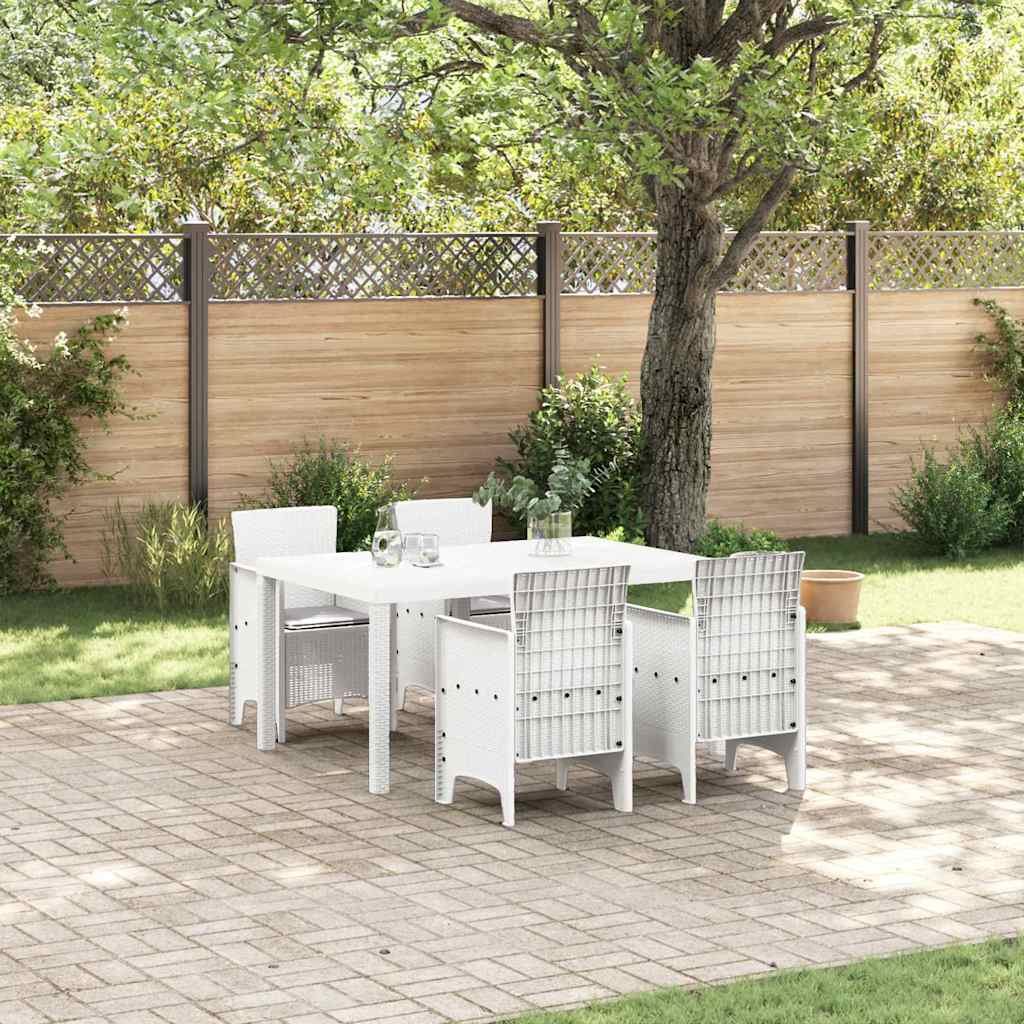 Σέτ φαγητού για κήπο 5 pcs Λευκό Rattan Polt