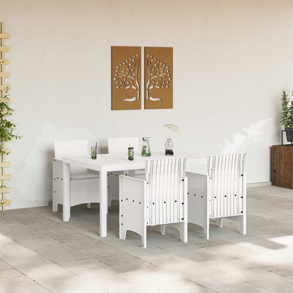 Σέτ φαγητού για κήπο 5 pcs Λευκό Rattan Polt
