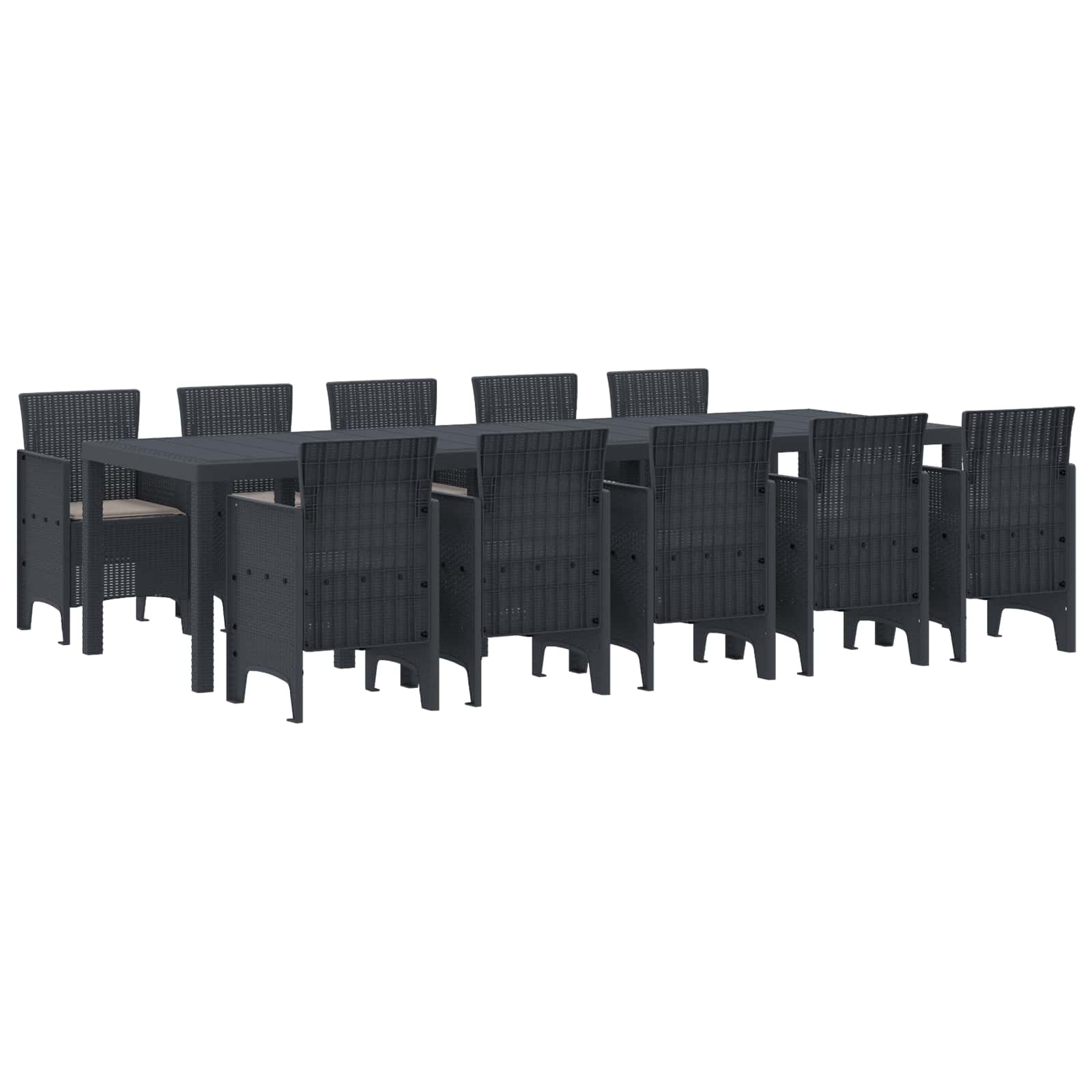 Σέτ φαγητού για κήπο με μαξιλάρι 11 pcs Ανθρακί Πολυ ράταν