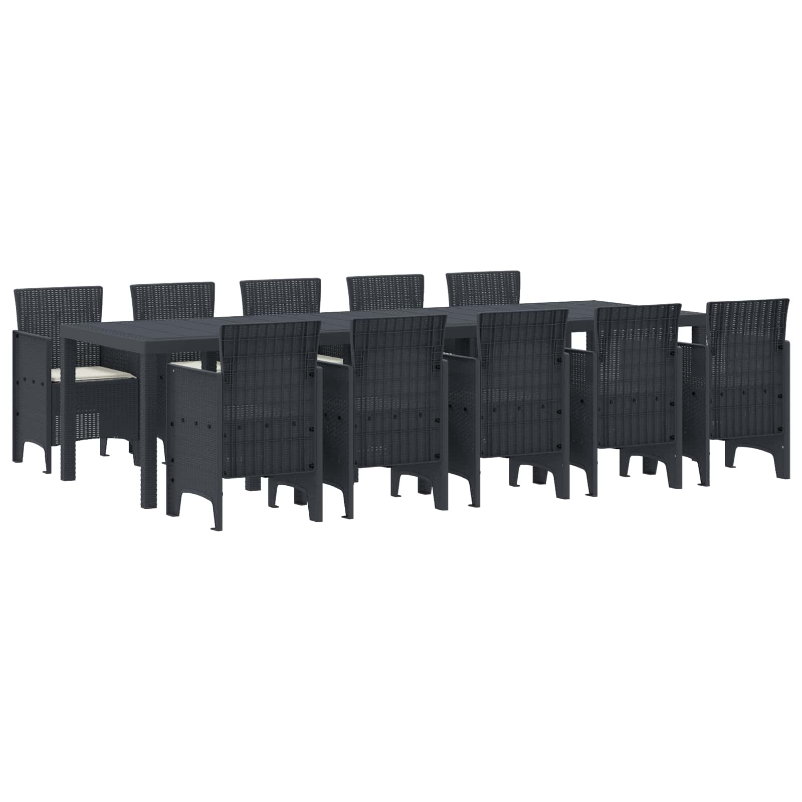 Σέτ φαγητού για κήπο με μαξιλάρι 11 pcs Ανθρακί και Κρέμα