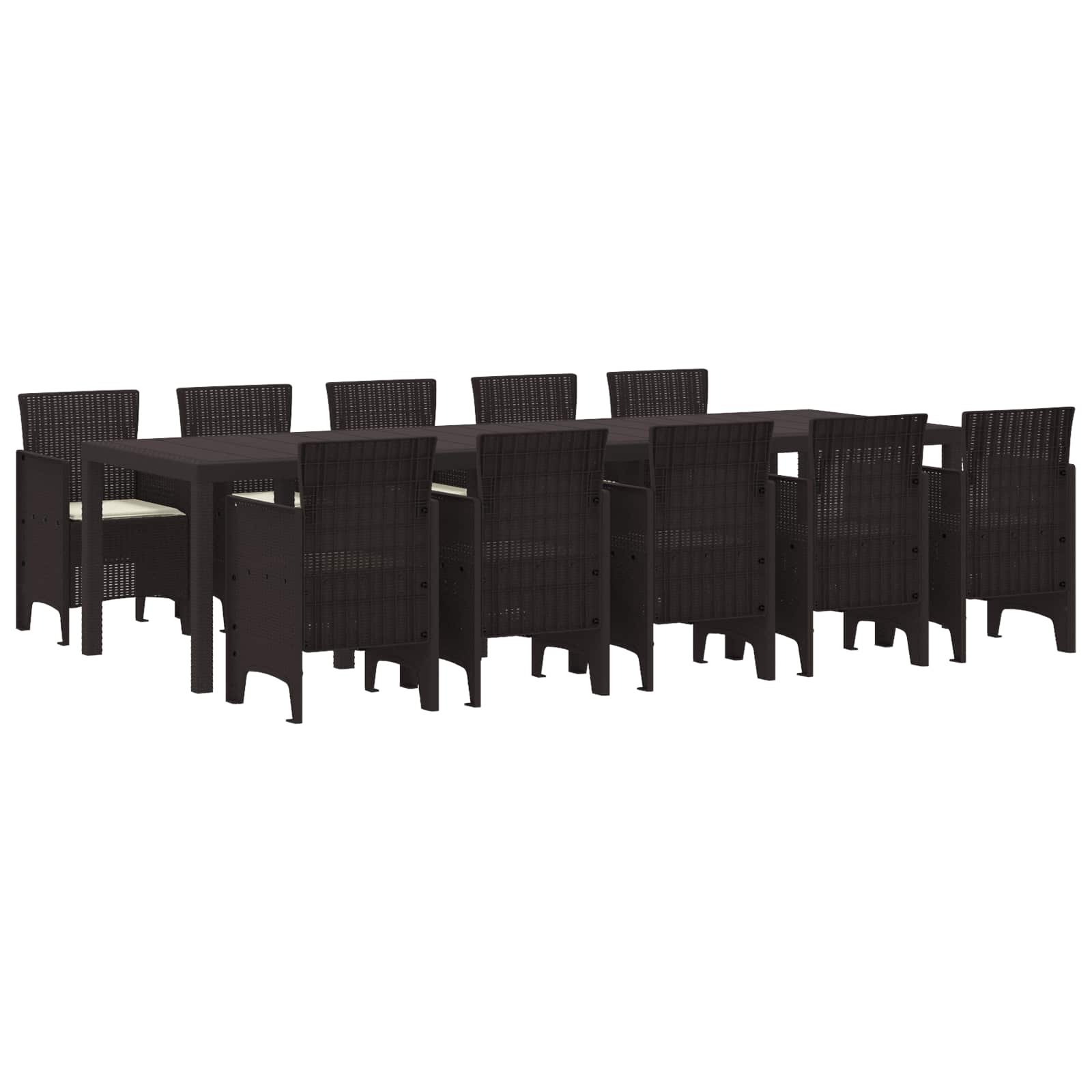 Σέτ φαγητού για κήπο με μαξιλάρι 11 pcs Καφέ και Κρέμα Ρατάν