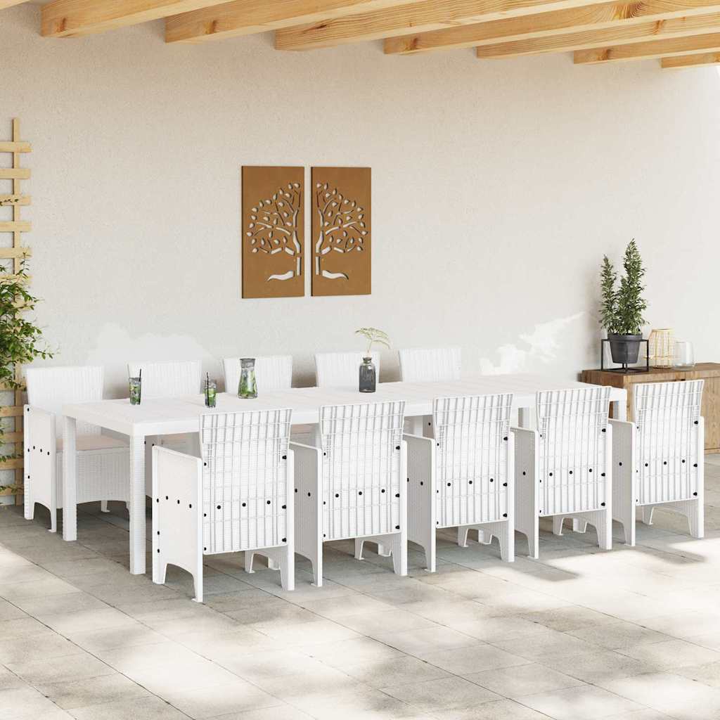 Σέτ φαγητού για κήπο 11 pcs Λευκό και ταμπά Συνθετική ρατάν