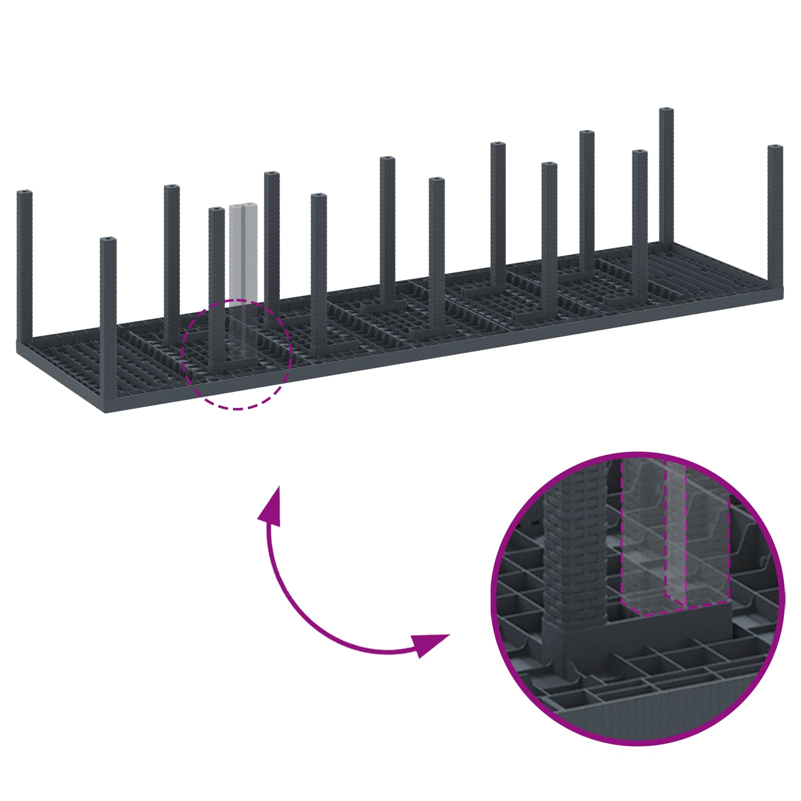 Σέτ φαγητού για κήπο 13 pcs Ανθρακί Rattan Polt