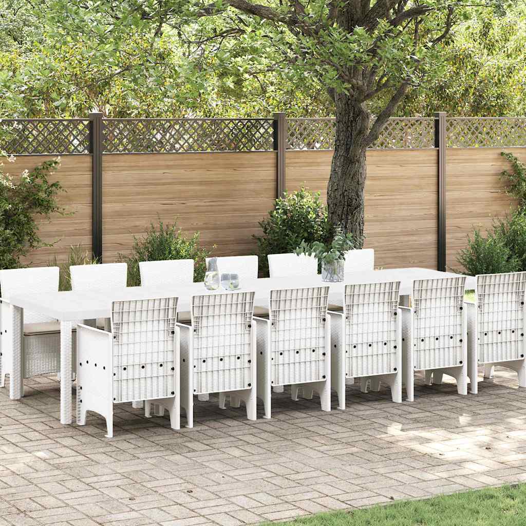 Σέτ φαγητού για κήπο 13 pcs Λευκό Rattan Polt