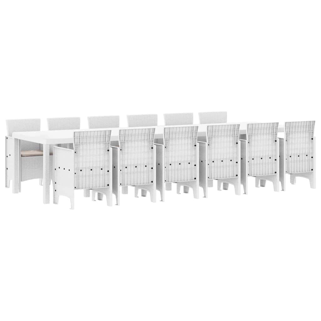 Σέτ φαγητού για κήπο 13 pcs Λευκό Rattan Polt