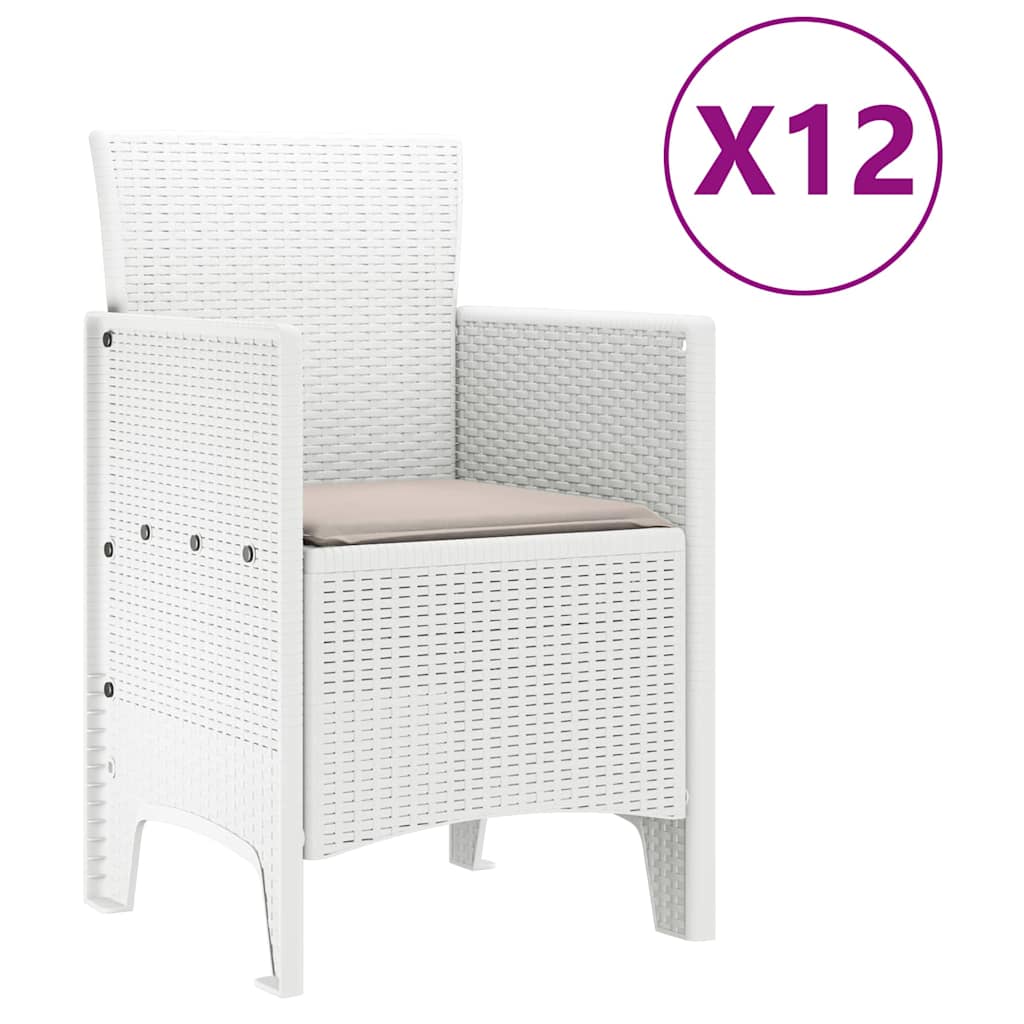 Σέτ φαγητού για κήπο 13 pcs Λευκό Rattan Polt