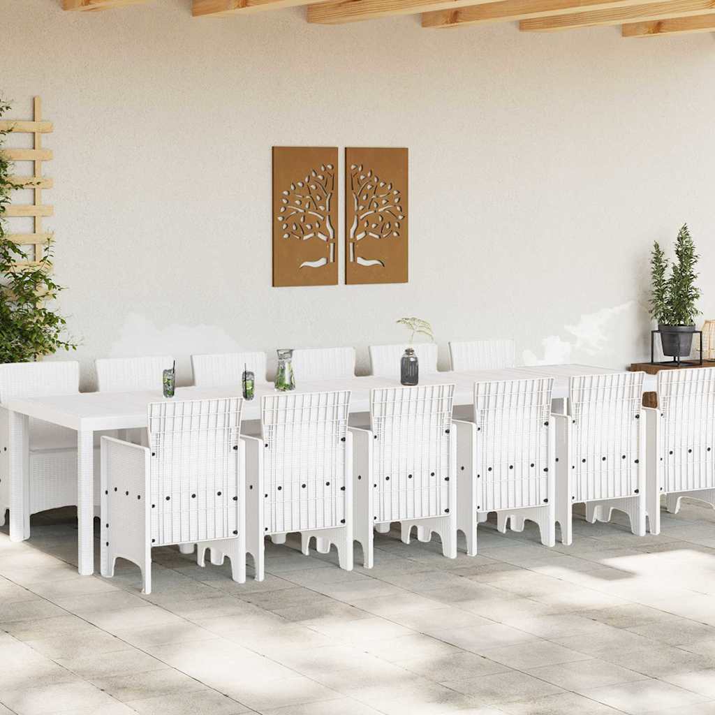 Σέτ φαγητού για κήπο 13 pcs Λευκό Rattan Polt