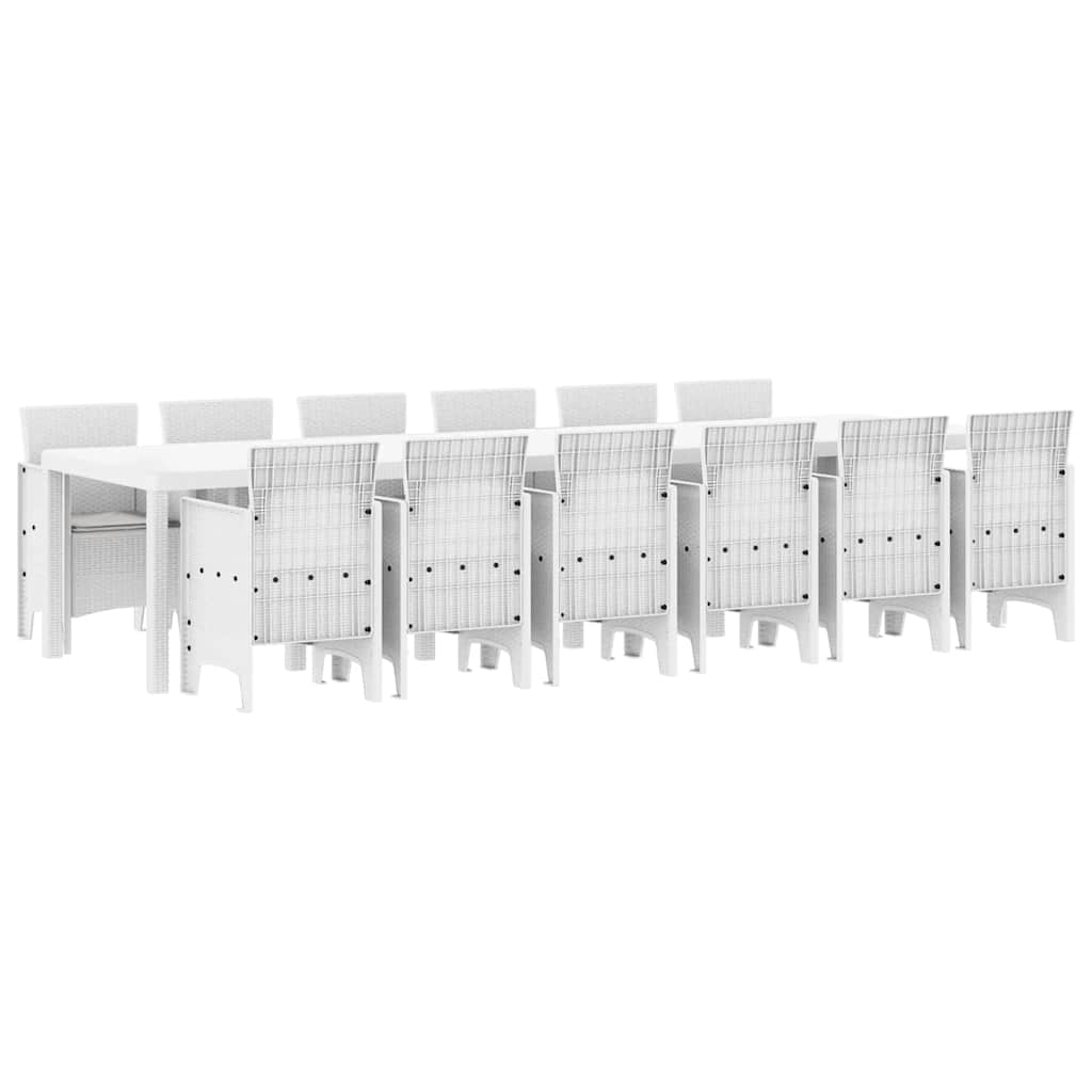 Σέτ φαγητού για κήπο 13 pcs Λευκό Rattan Polt