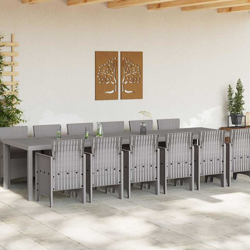 Σέτ φαγητού για κήπο 13 pcs Ανοιχτό γκρι Rattan Polt