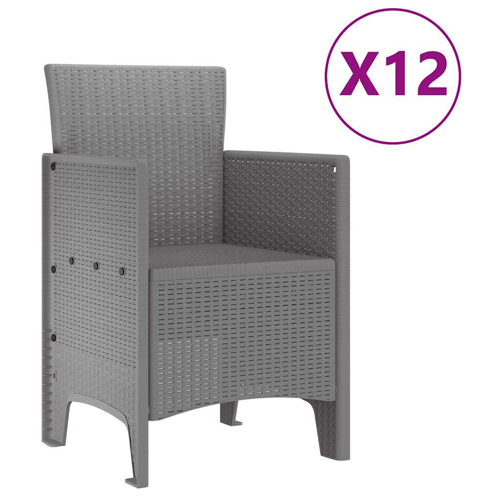Σέτ φαγητού για κήπο 13 pcs Ανοιχτό γκρι Rattan Polt