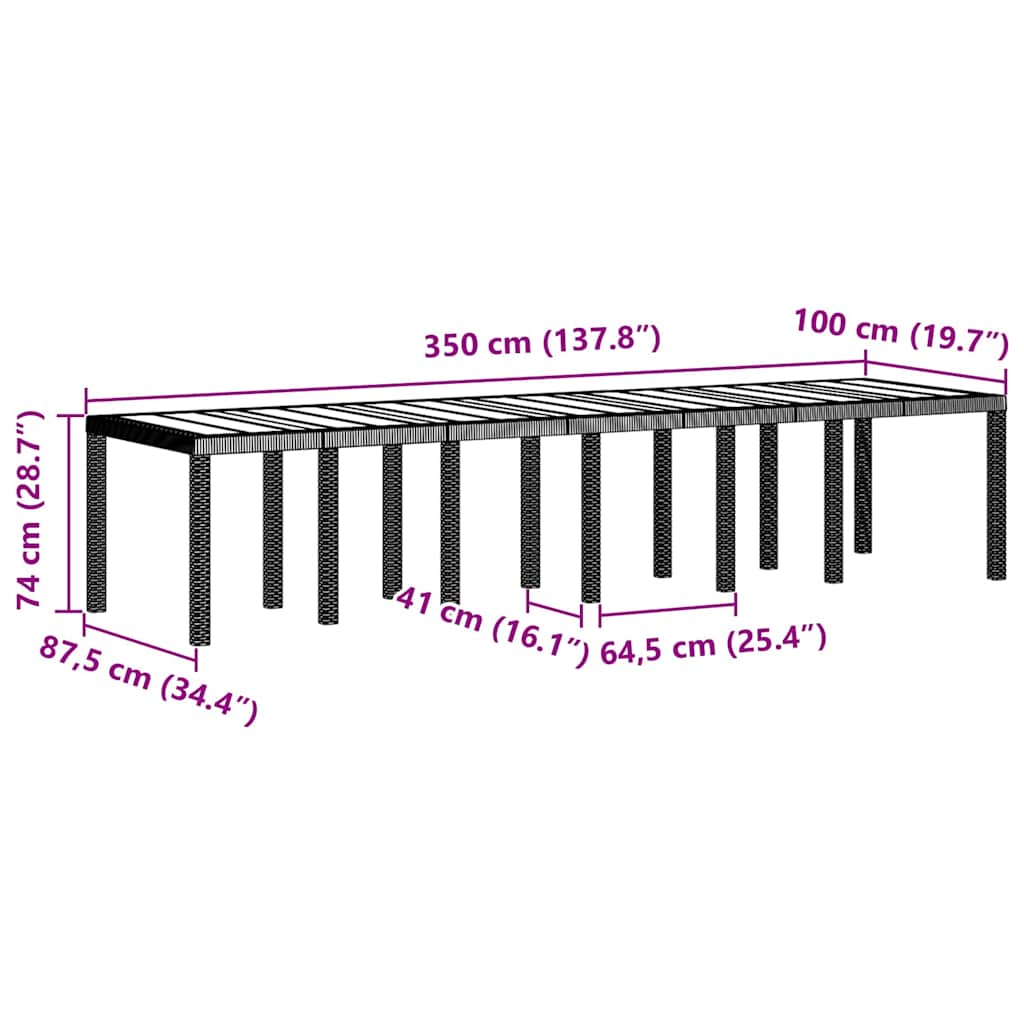 Σέτ φαγητού για κήπο 13 pcs Ανοιχτό γκρι Rattan Polt