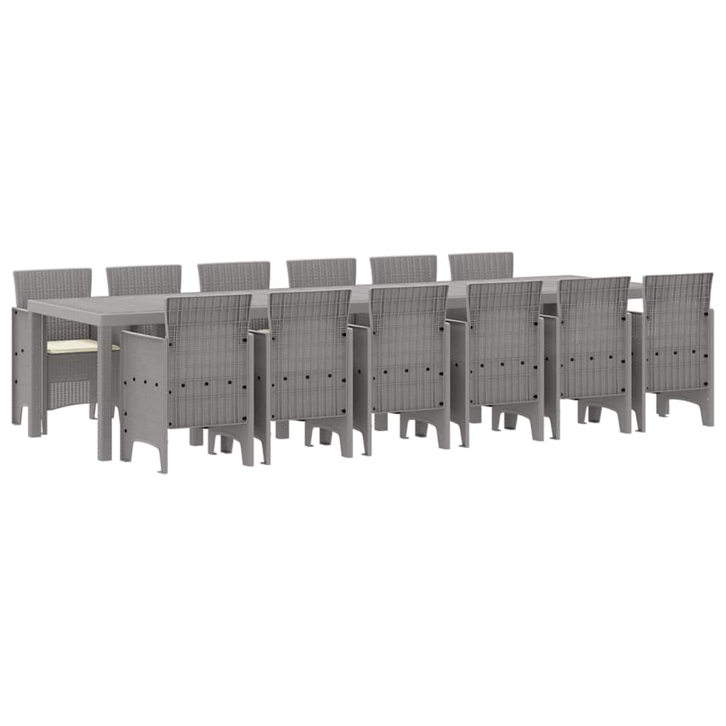 Σέτ φαγητού για κήπο 13 pcs Ανοιχτό γκρι Rattan Polt