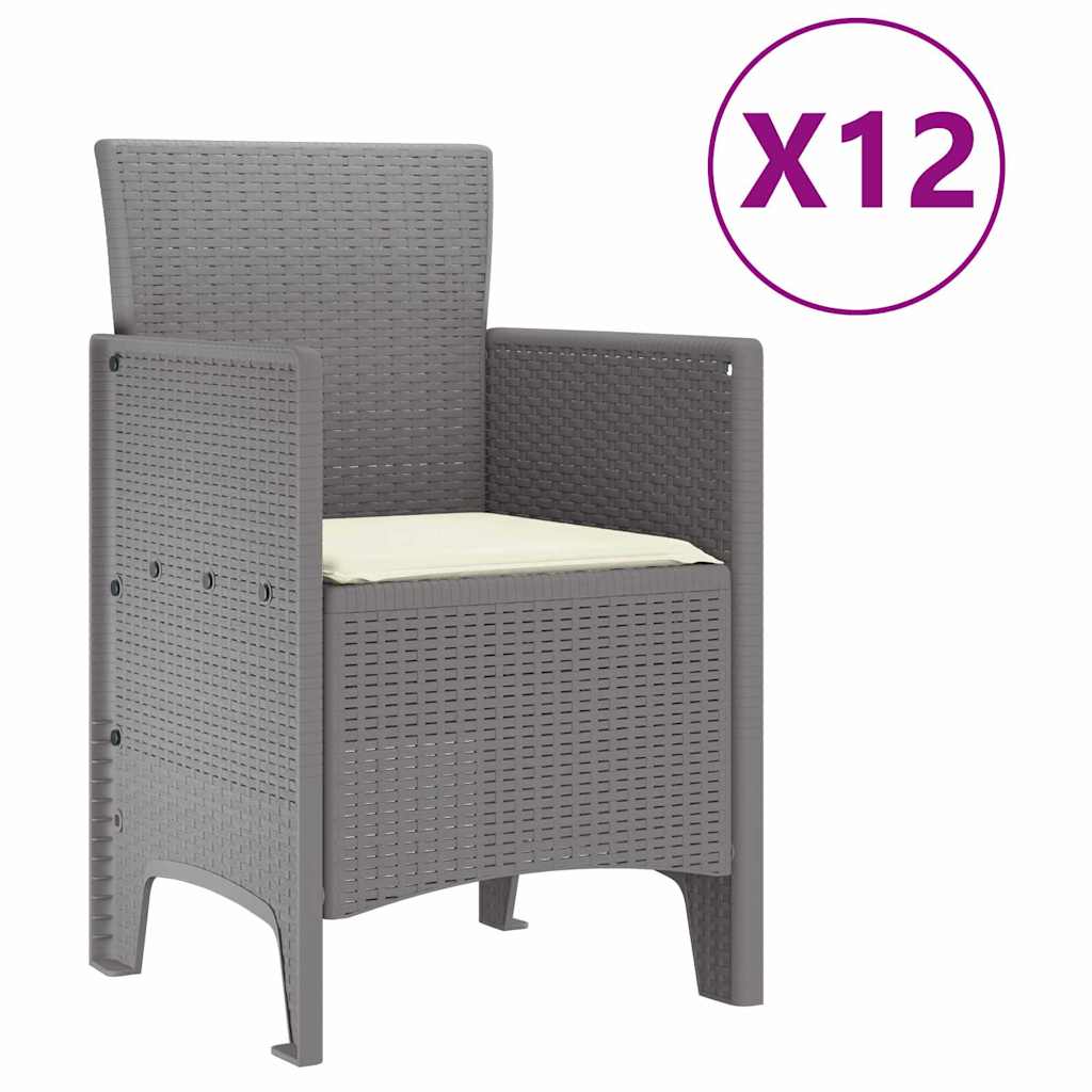 Σέτ φαγητού για κήπο 13 pcs Ανοιχτό γκρι Rattan Polt