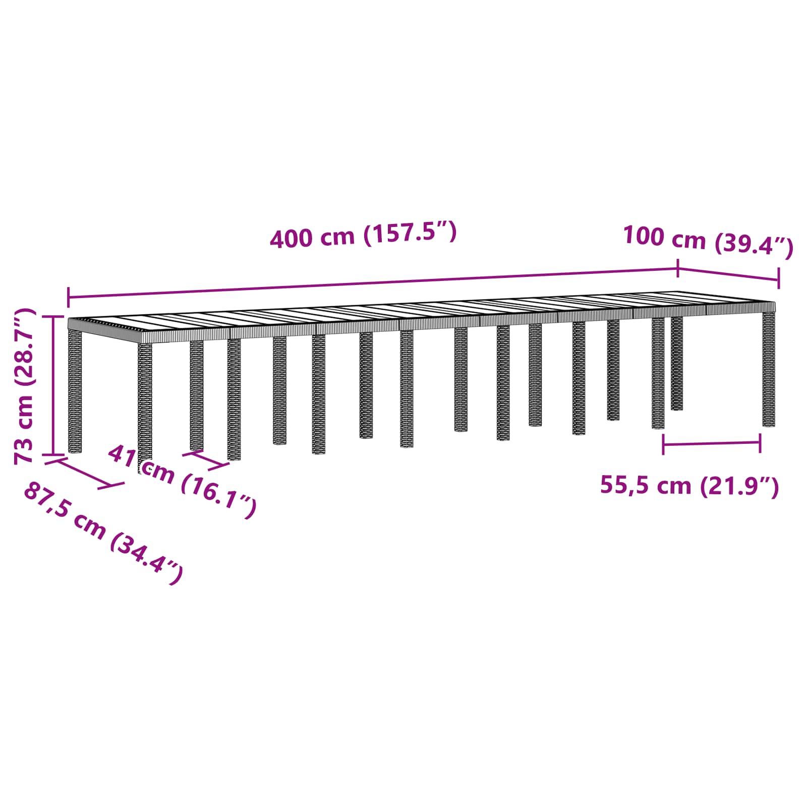 Σετ Τραπεζαρίας Κήπου με Μαξιλάρια με μαξιλάρι 15 pcs Καφέ PP - Pakobazaar