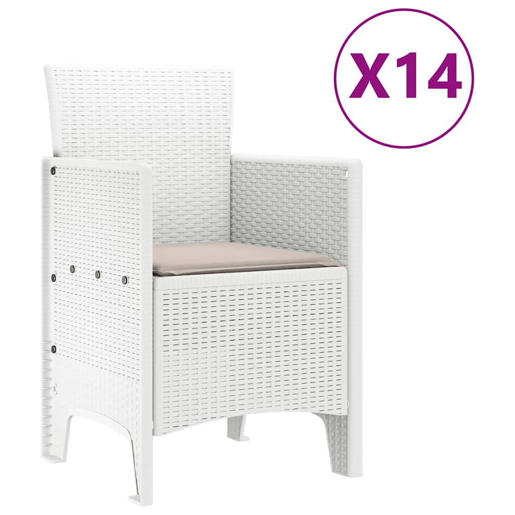 Σετ Τραπεζαρίας Κήπου με Μαξιλάρια με μαξιλάρι 15 pcs Λευκό PP