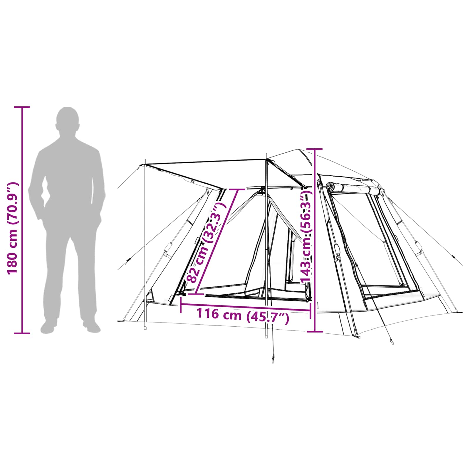 Αυτόνομη σκηνή με αδιάβροχη επικάλυψη για 3 άτομα με γρήγορη απελευθέρωση - Pakobazaar