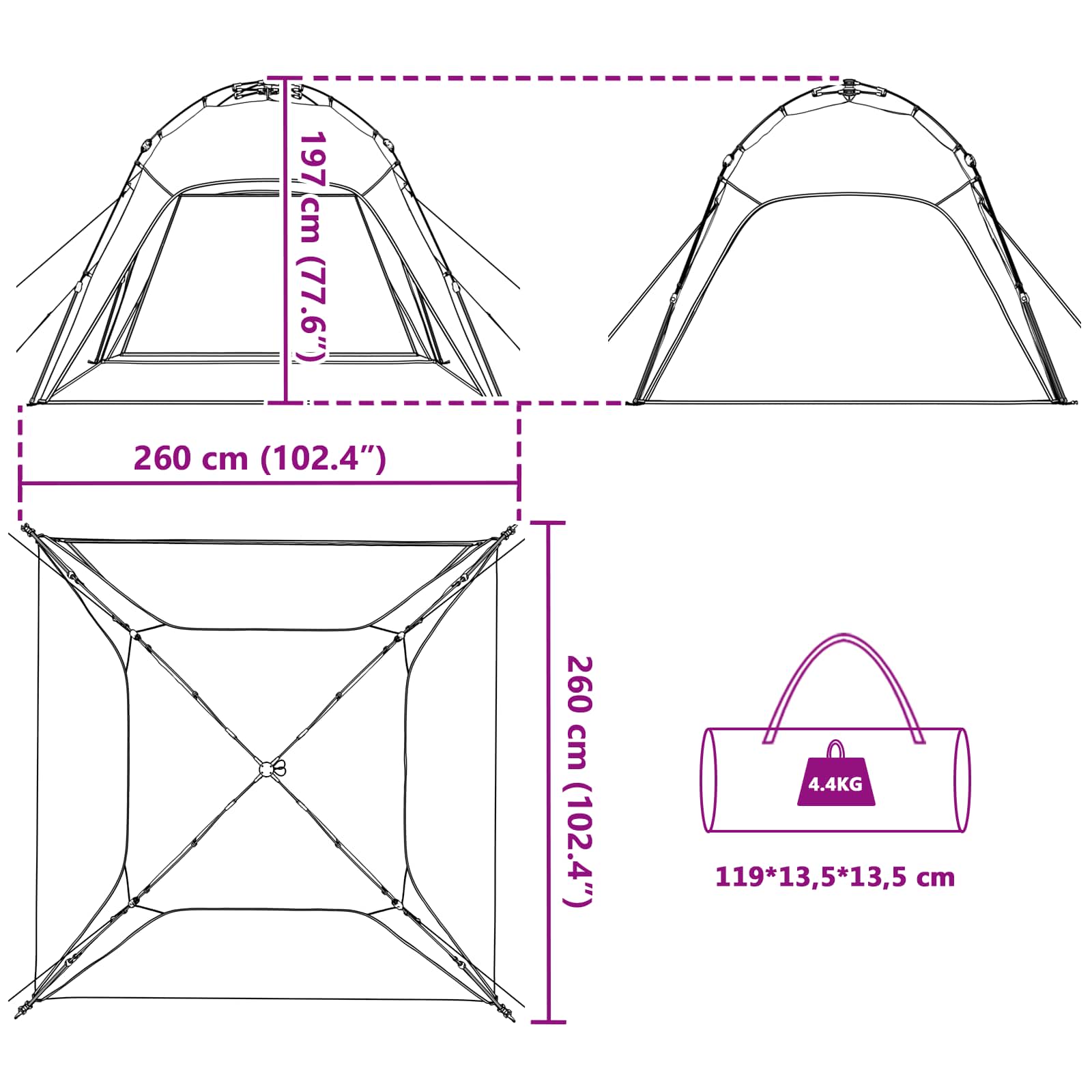 Άμεσο Σακίδιο 4-Ατόμων Γρήγορης Απελευθέρωσης με στέγη Θαλασσί - Pakobazaar