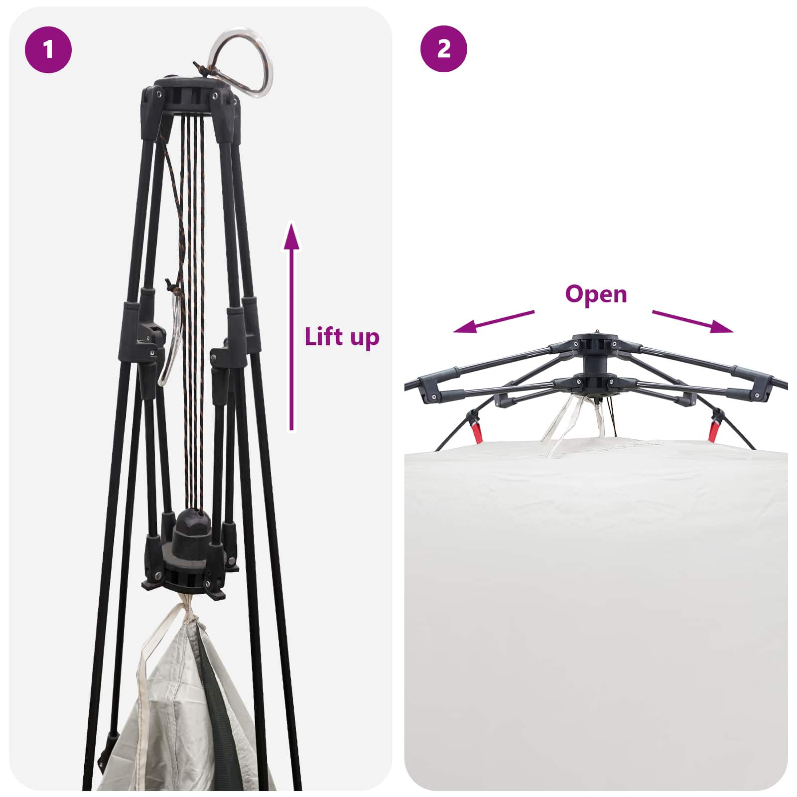 Άμεσο Σακίδιο 4-Ατόμων Γρήγορης Απελευθέρωσης με στέγη Γκρι - Pakobazaar