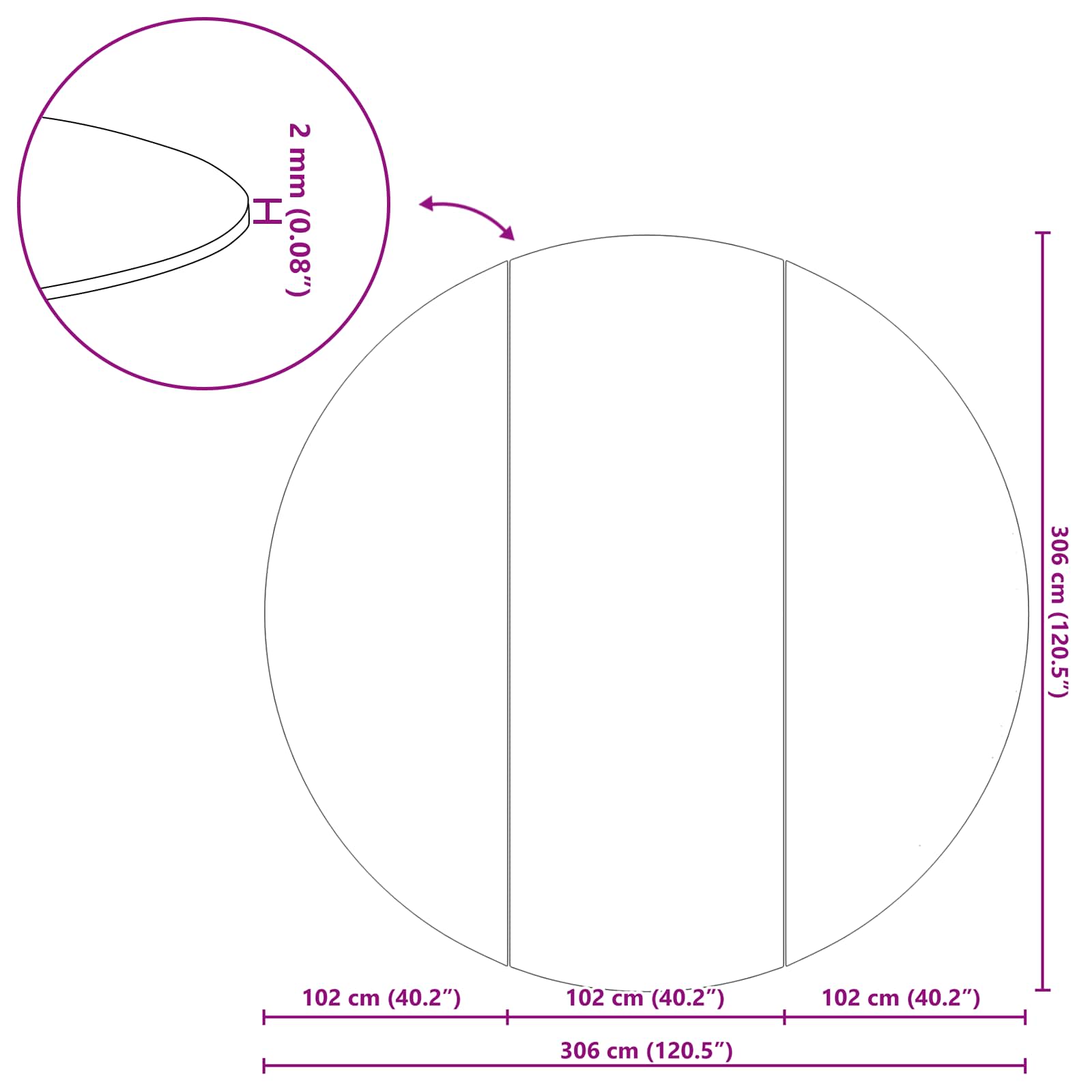 Εδαφοκάλυψη Πισίνας Μαύρο Ø 306 cm Μη Υφαμένο Ύφασμα - Pakobazaar