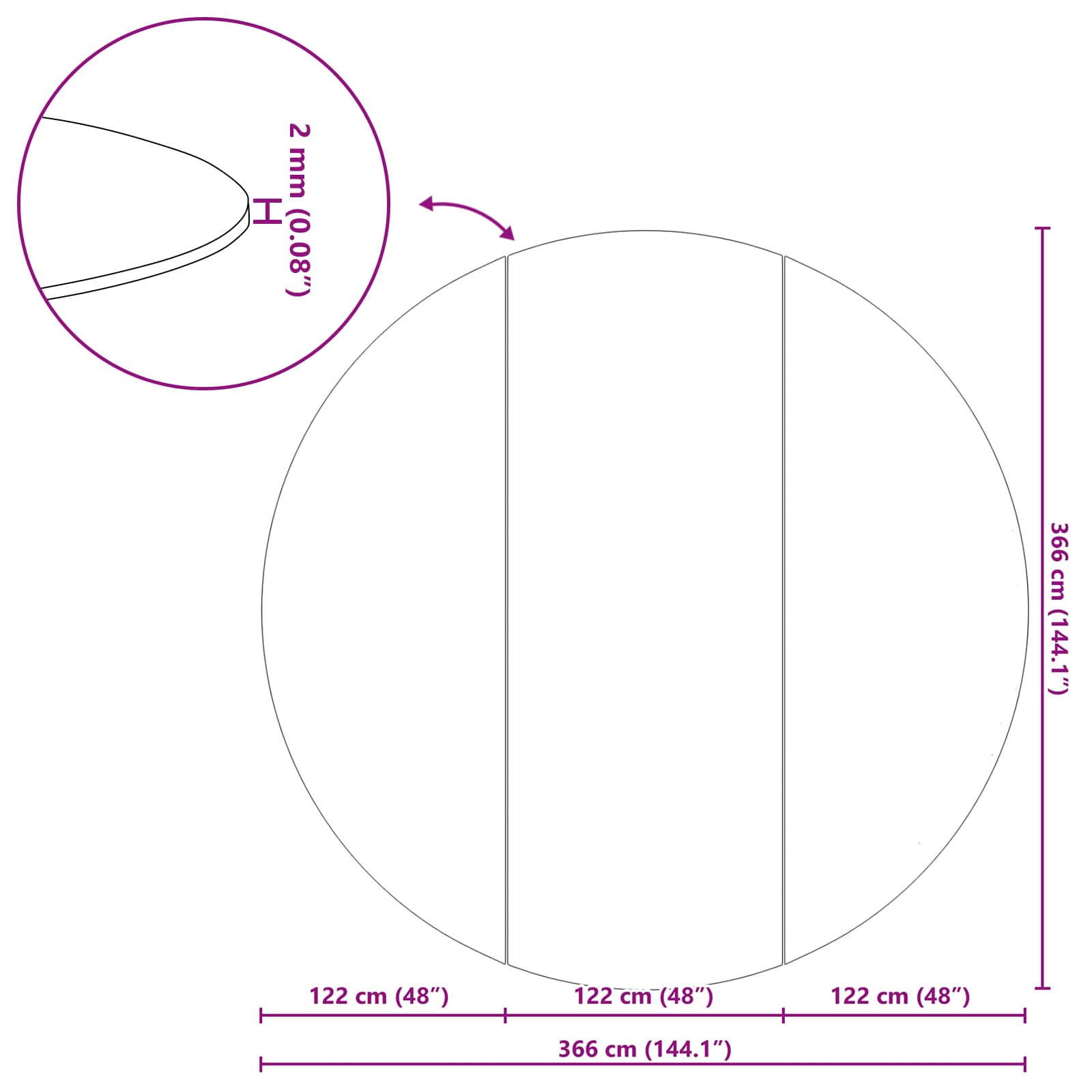 Εδαφοκάλυψη Πισίνας Μαύρο Ø 366 cm Μη Υφαμένο Ύφασμα - Pakobazaar