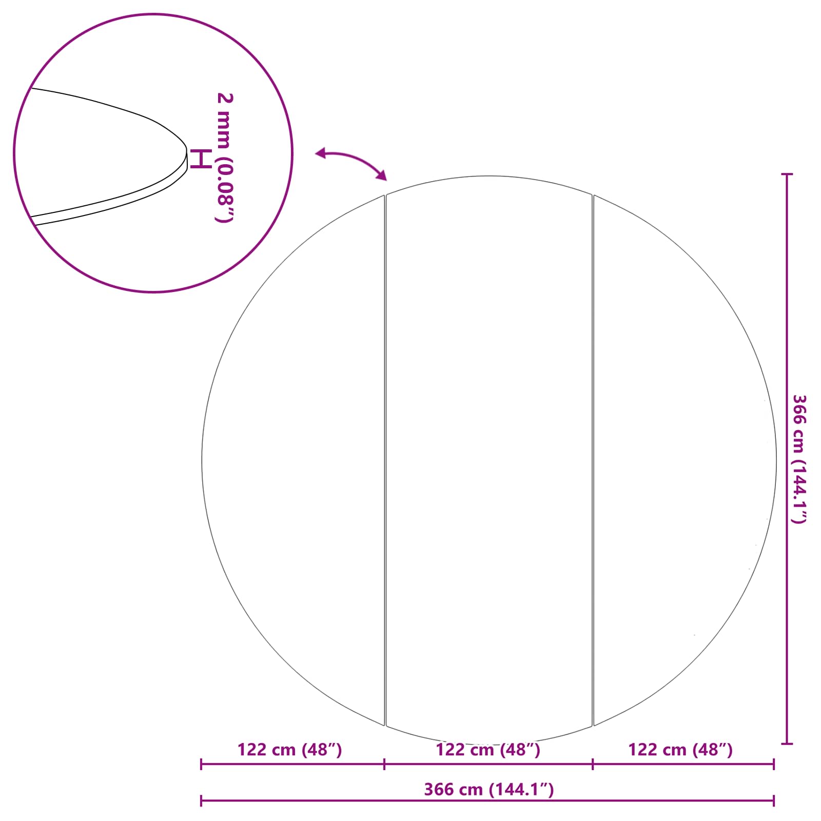 Εδαφοκάλυψη Πισίνας Μαύρο Ø 366 cm Μη Υφαμένο Ύφασμα - Pakobazaar