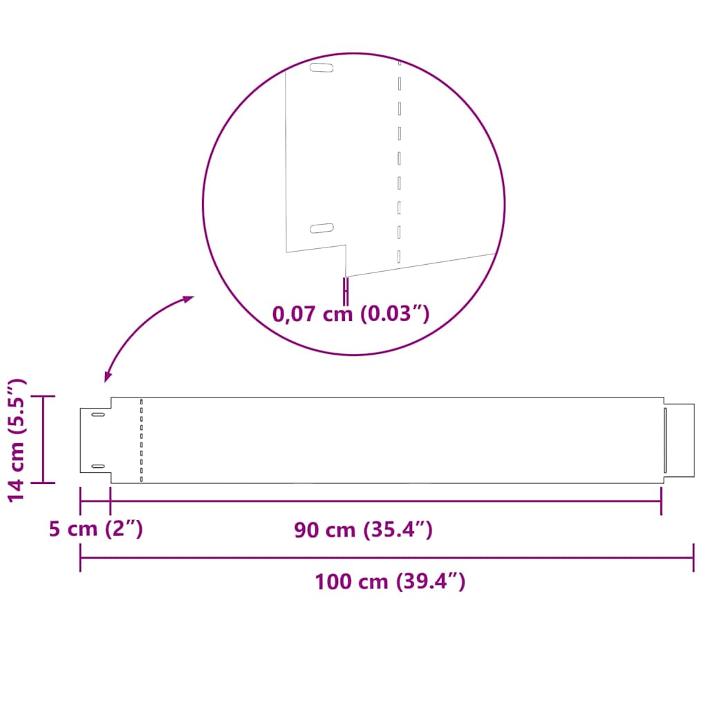 Φράχτης Γκαζόν Γαλβανισμένο Χρώμα 100 x 14 x 0.07 εκ