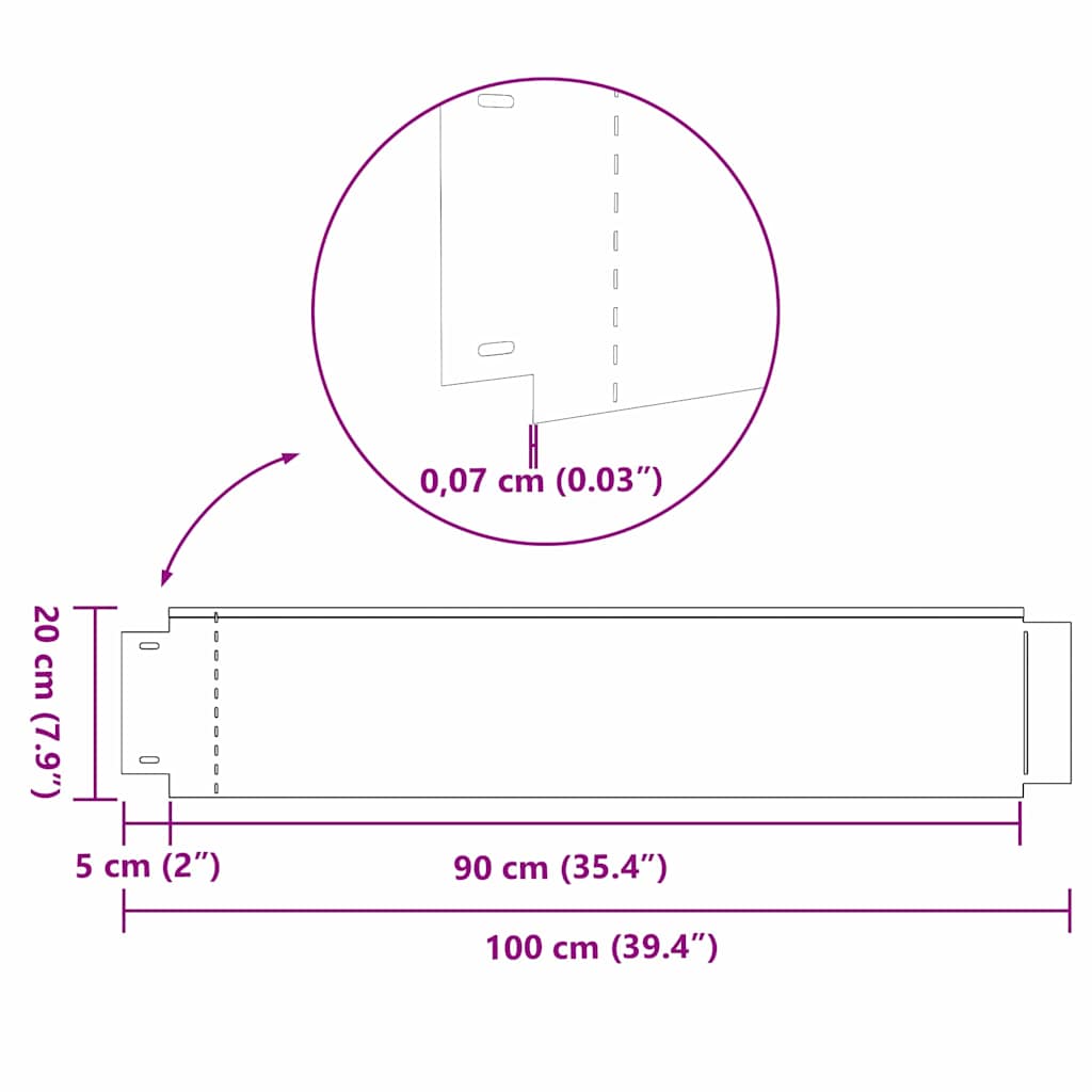 Φράχτης Γκαζόν Γαλβανισμένο Χρώμα 100 x 20 x 0.07 εκ. - Pakobazaar