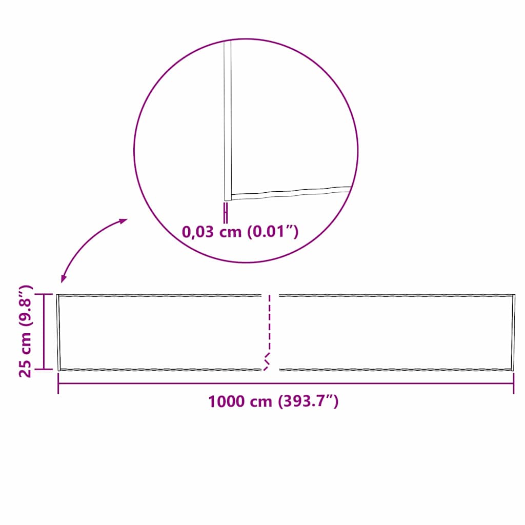 Άκρη Γκαζόν Ασημί 1000 x 25 x 0,03 εκ. - Pakobazaar