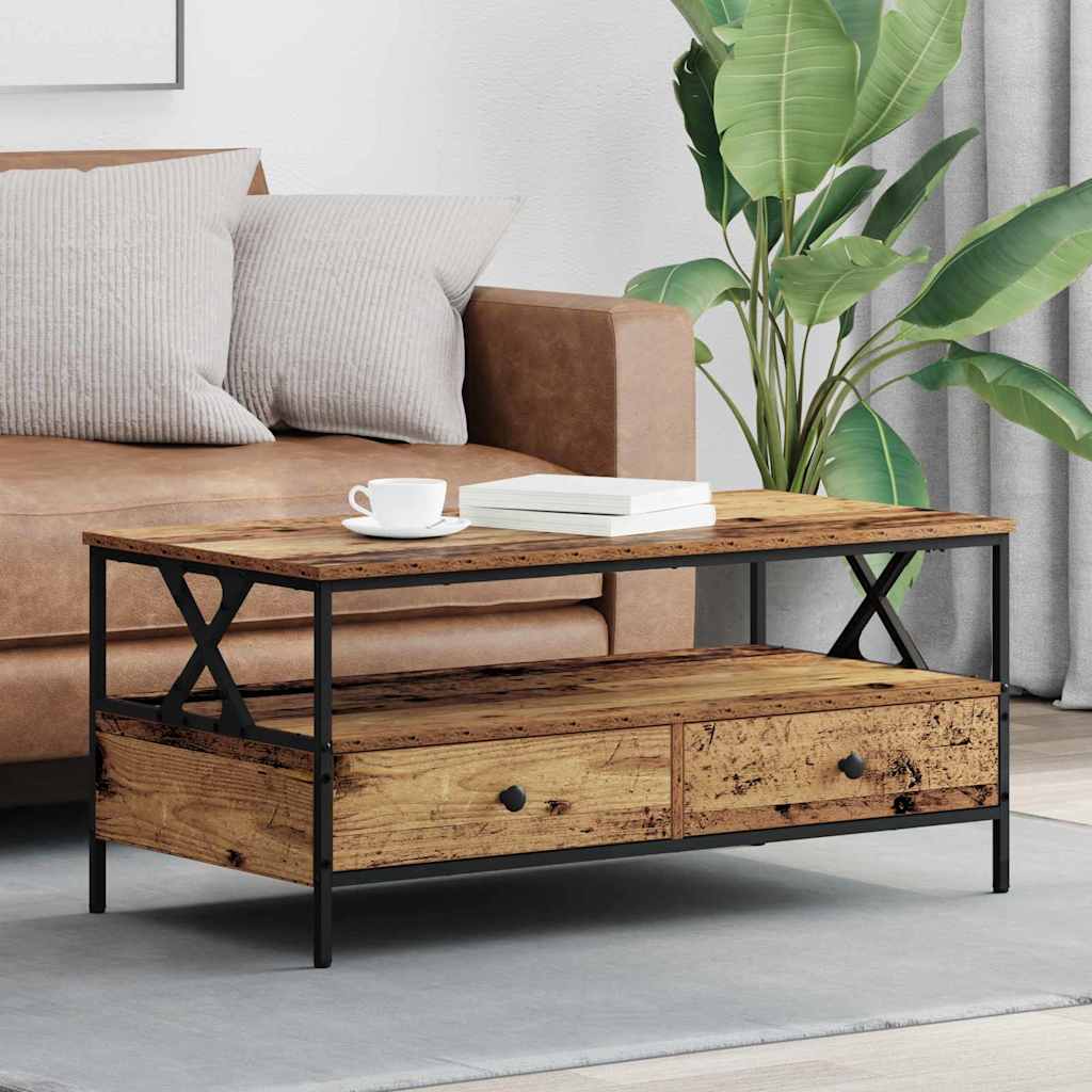 Τραπεζάκι σαλονιού with Drawer Παλαιό ξύλο 100 x 51 x 45 cm