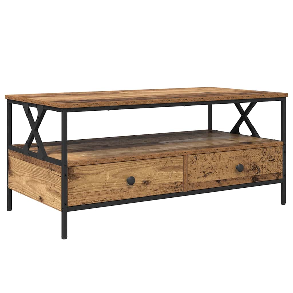 Τραπεζάκι σαλονιού with Drawer Παλαιό ξύλο 100 x 51 x 45 cm