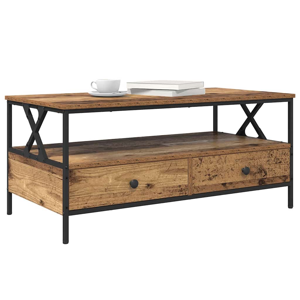 Τραπεζάκι σαλονιού with Drawer Παλαιό ξύλο 100 x 51 x 45 cm