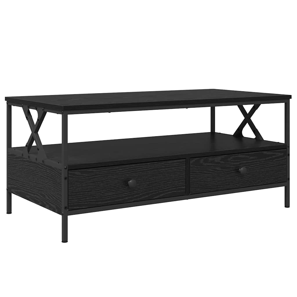 Τραπεζάκι σαλονιού with Drawer Μαύρη δρυς 100 x 51 x 45 cm