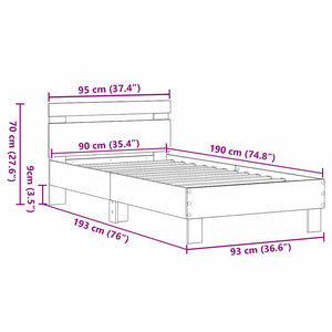 Σκελετός Κρεβατιού με κεφαλάρι Artisan Oak 193 x 95 x 88 εκ - Pakobazaar