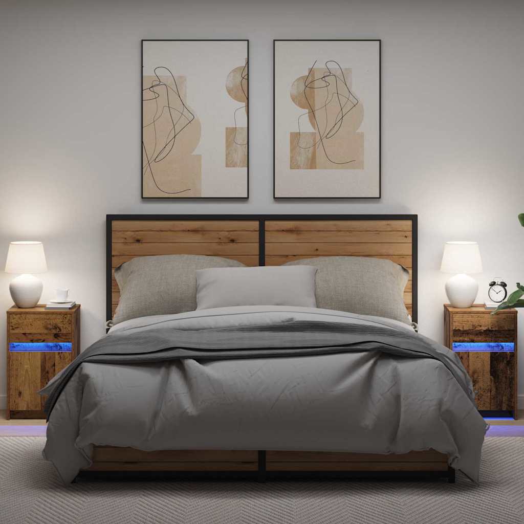 LED Κρεβατάκι Ντουλάπα 2 pcs Παλαιό ξύλο 38 x 34 x 61 εκ. - Pakobazaar